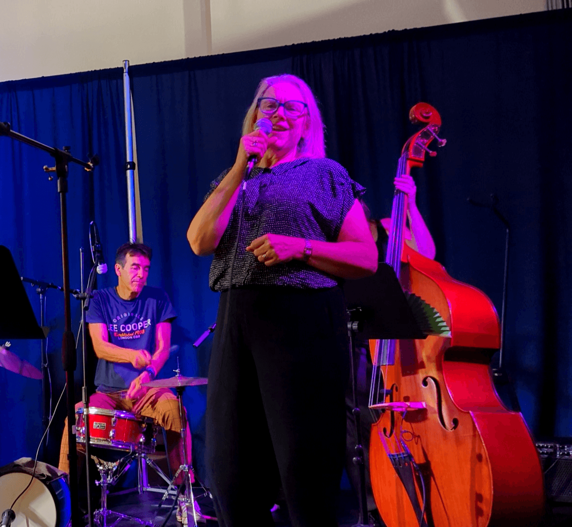 Local singer performing with the drummer
