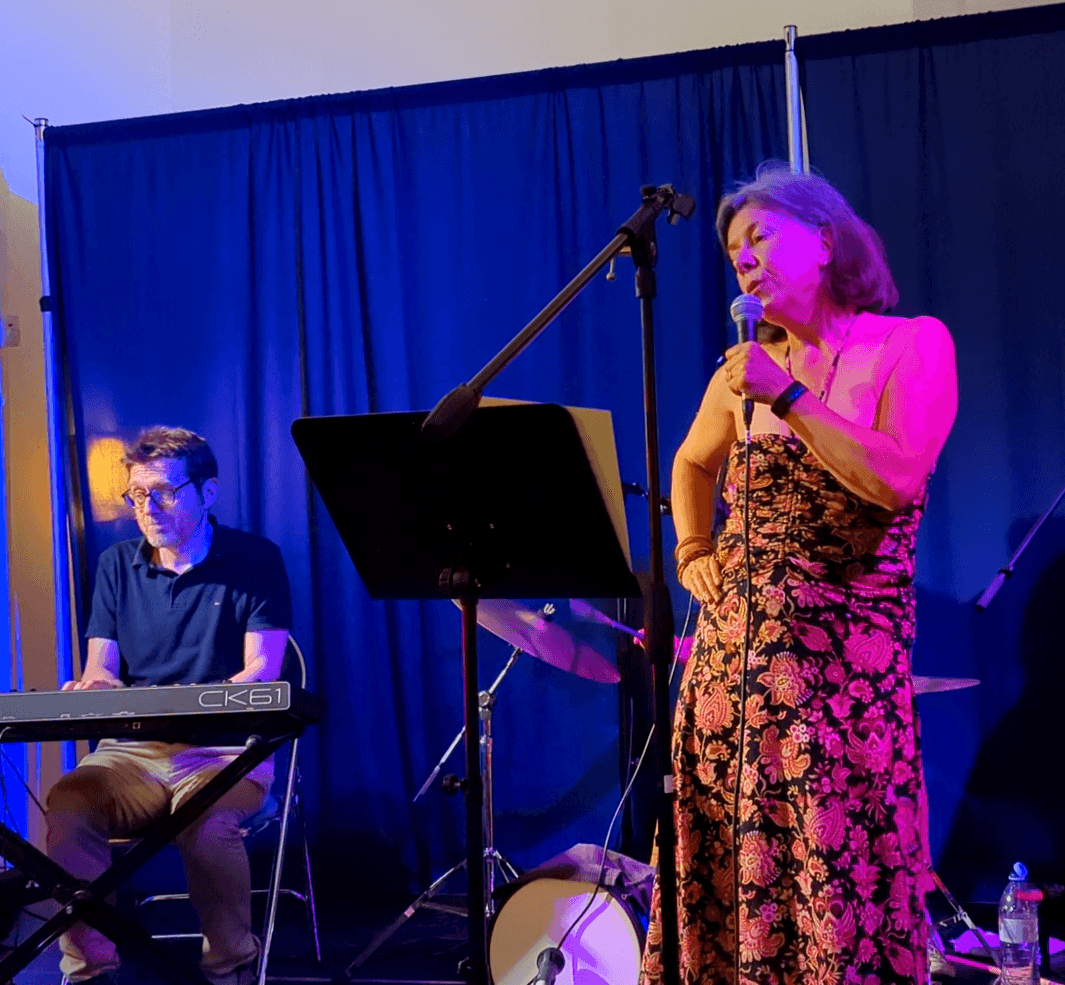 Local singer performing with the pianist