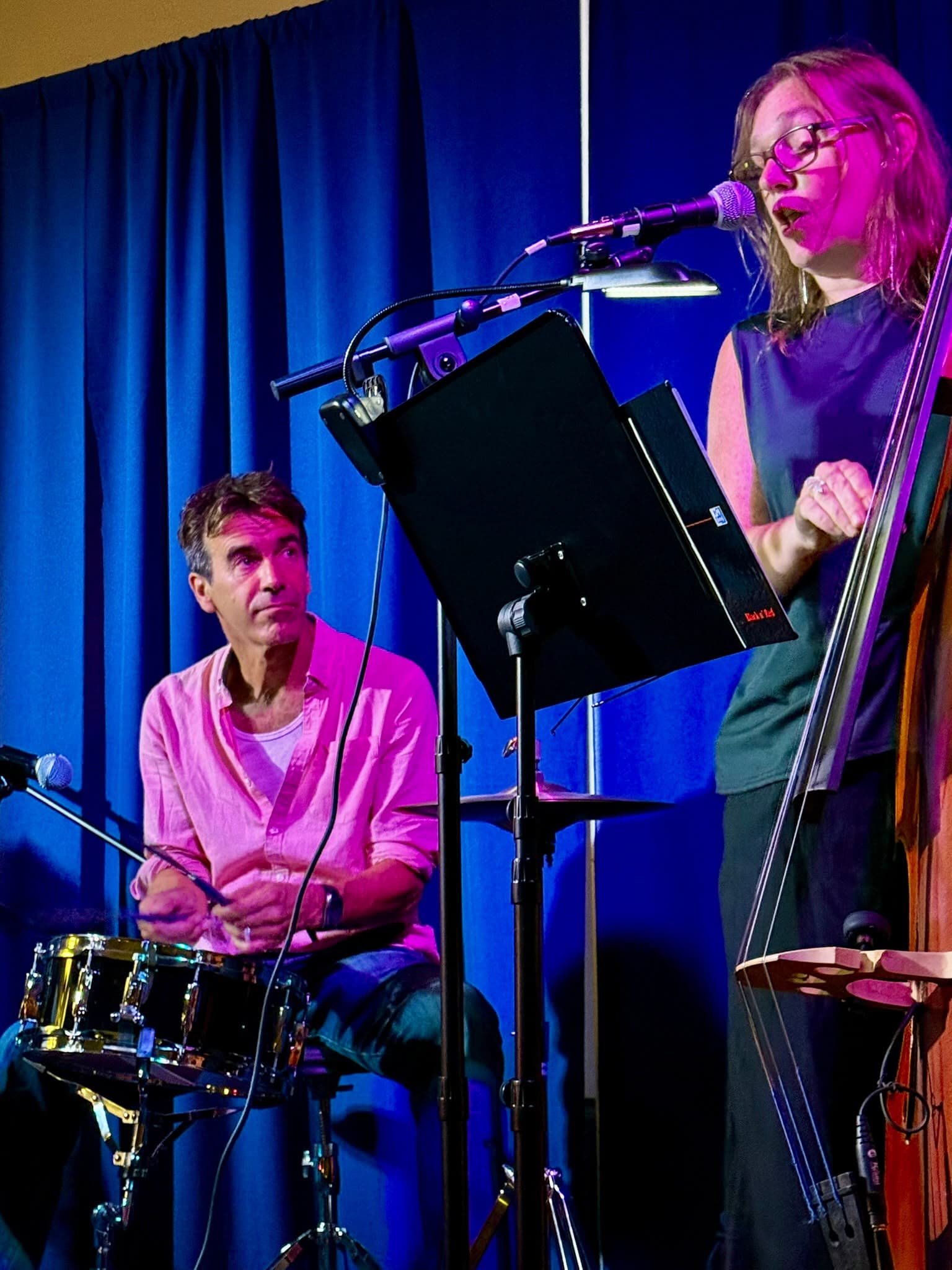 The house band on drums and double bass